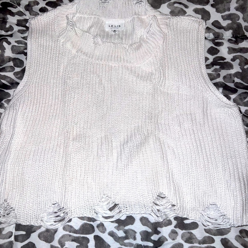 Ripped white sweater tank